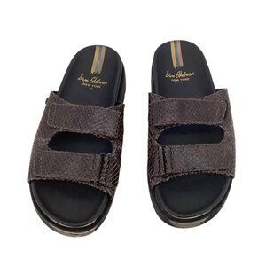 Sam Edelman Womens Brown Snake Print Slide Sandals Straps & Black Sole Size 8.5